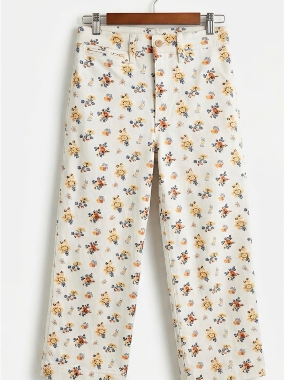 Madewell Cream Floral High-Rise Crop Jeans